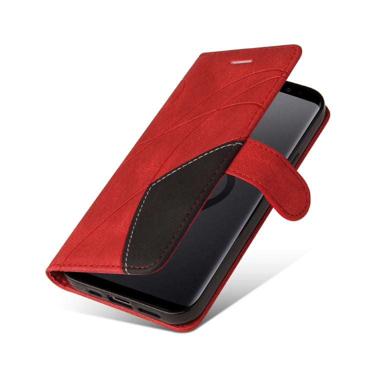 For Samsung Galaxy S9+ Dual-color Splicing Horizontal Flip PU Leather Case with Holder & Card Slots & Wallet(Red) by buy2fix
