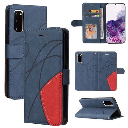 For Samsung Galaxy S20 Dual-color Splicing Horizontal Flip PU Leather Case with Holder & Card Slots & Wallet(Blue) by buy2fix
