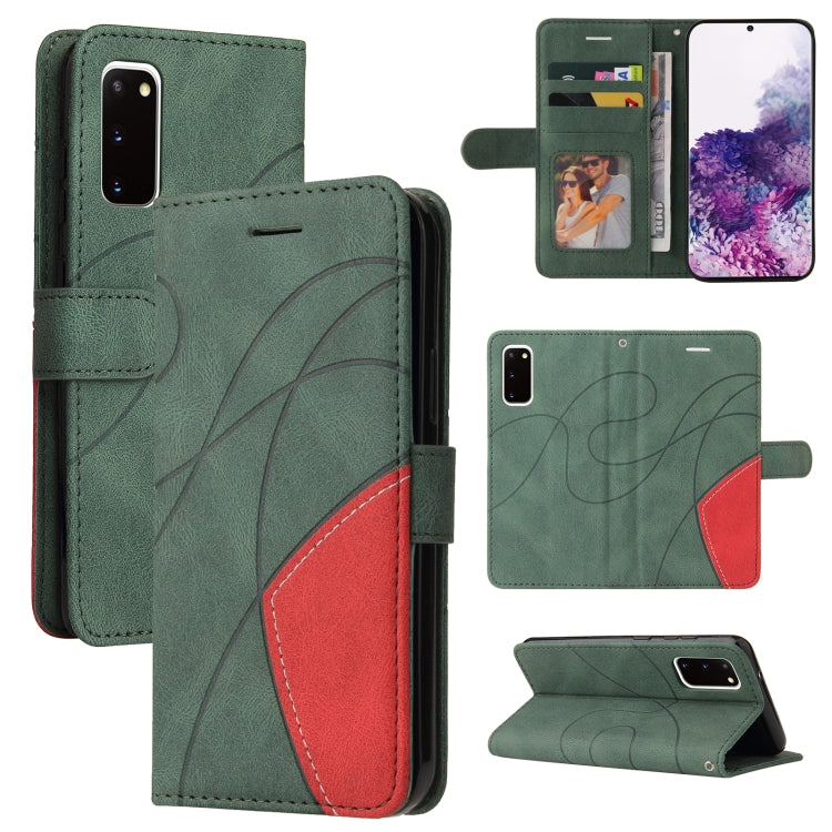 For Samsung Galaxy S20 Dual-color Splicing Horizontal Flip PU Leather Case with Holder & Card Slots & Wallet(Green) by buy2fix