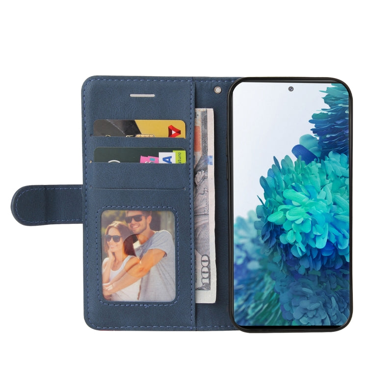 For Samsung Galaxy S20 FE 5G Dual-color Splicing Horizontal Flip PU Leather Case with Holder & Card Slots & Wallet(Blue) by buy2fix