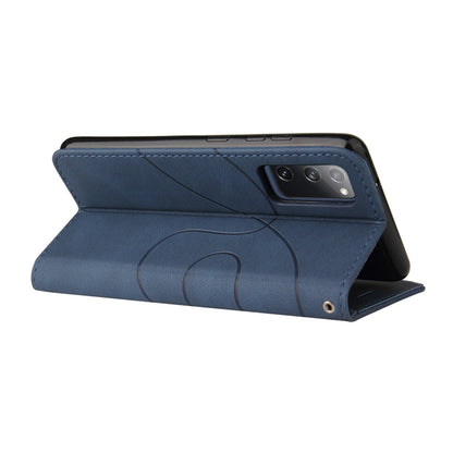 For Samsung Galaxy S20 FE 5G Dual-color Splicing Horizontal Flip PU Leather Case with Holder & Card Slots & Wallet(Blue) by buy2fix