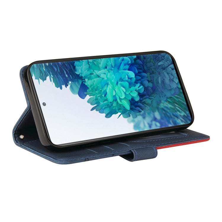 For Samsung Galaxy S20 FE 5G Dual-color Splicing Horizontal Flip PU Leather Case with Holder & Card Slots & Wallet(Blue) by buy2fix