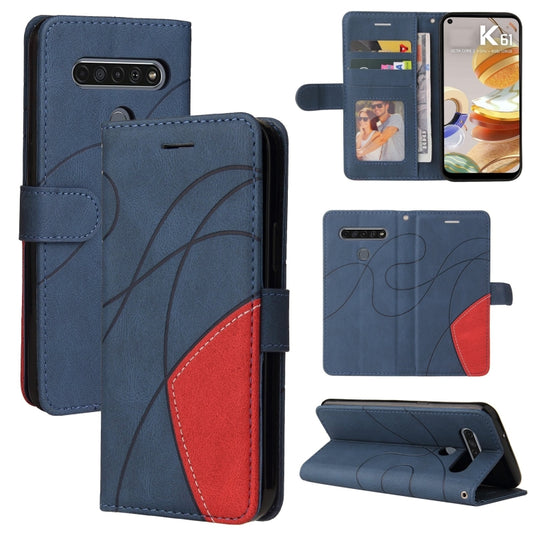 For LG K61 Dual-color Splicing Horizontal Flip PU Leather Case with Holder & Card Slots & Wallet(Blue) - LG Cases by buy2fix | Online Shopping UK | buy2fix