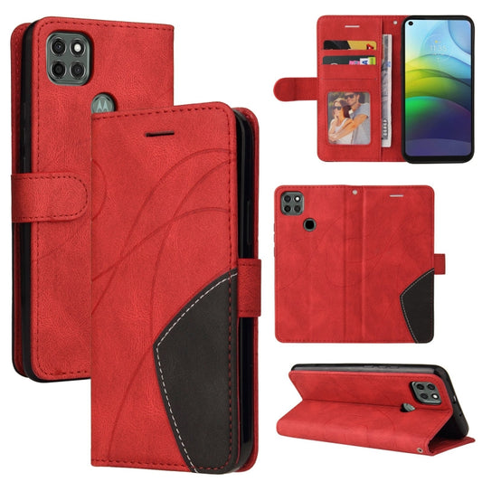 For Motorola Moto G9 Power Dual-color Splicing Horizontal Flip PU Leather Case with Holder & Card Slots & Wallet(Red) - Motorola Cases by buy2fix | Online Shopping UK | buy2fix