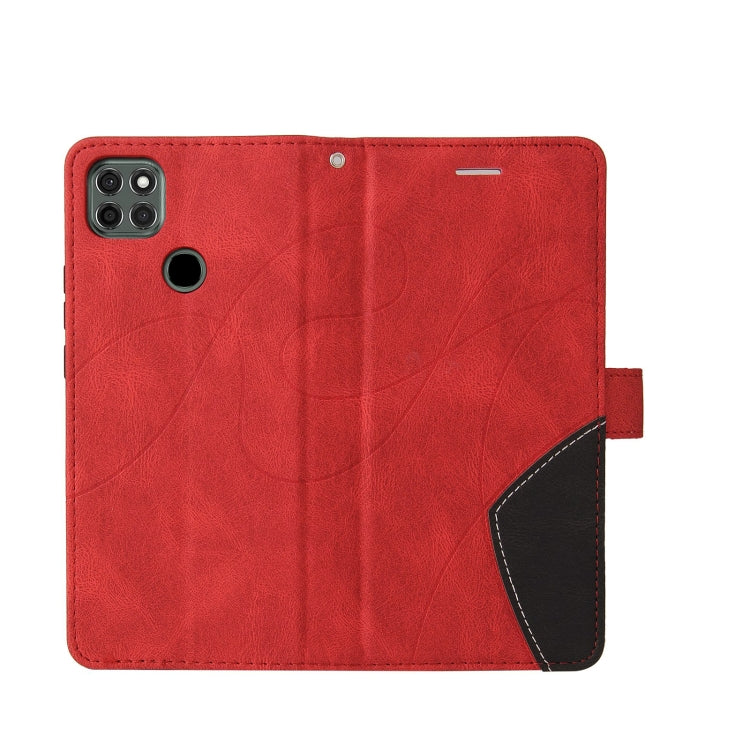 For Motorola Moto G9 Power Dual-color Splicing Horizontal Flip PU Leather Case with Holder & Card Slots & Wallet(Red) - Motorola Cases by buy2fix | Online Shopping UK | buy2fix