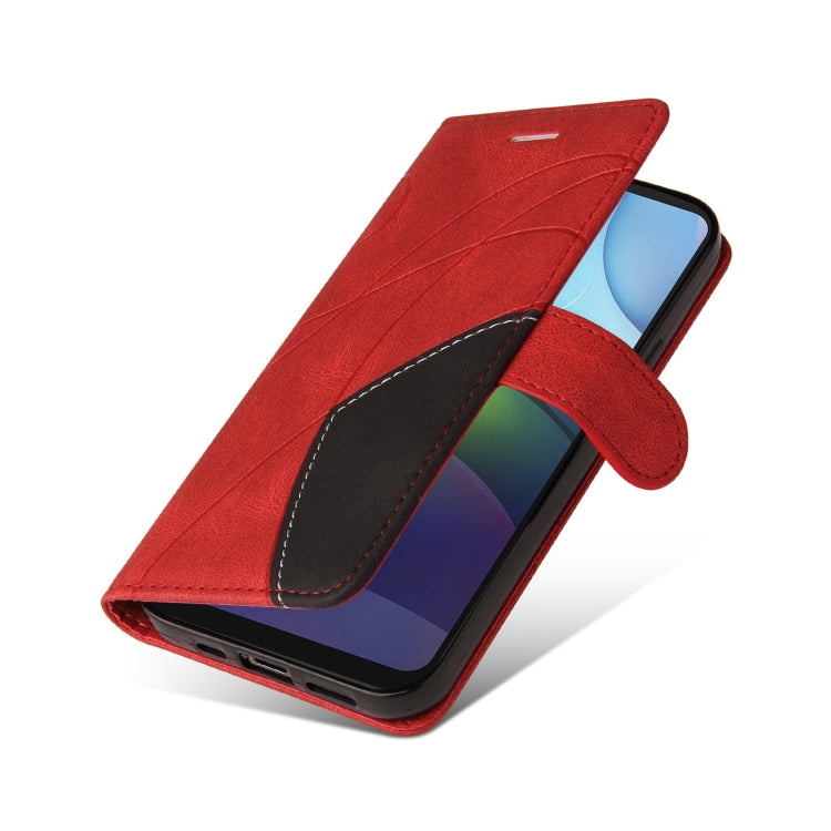 For Motorola Moto G9 Power Dual-color Splicing Horizontal Flip PU Leather Case with Holder & Card Slots & Wallet(Red) - Motorola Cases by buy2fix | Online Shopping UK | buy2fix