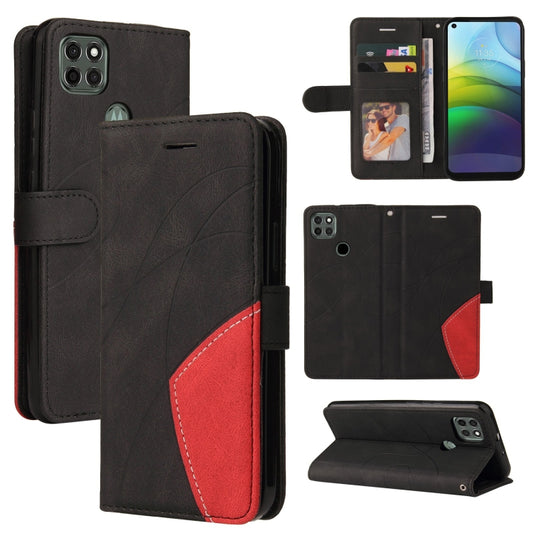 For Motorola Moto G9 Power Dual-color Splicing Horizontal Flip PU Leather Case with Holder & Card Slots & Wallet(Black) - Motorola Cases by buy2fix | Online Shopping UK | buy2fix