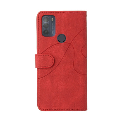 For Motorola Moto G50 Dual-color Splicing Horizontal Flip PU Leather Case with Holder & Card Slots & Wallet(Red) - Motorola Cases by buy2fix | Online Shopping UK | buy2fix