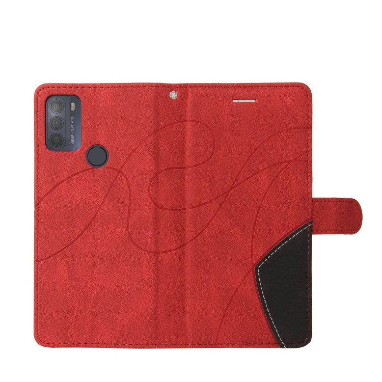 For Motorola Moto G50 Dual-color Splicing Horizontal Flip PU Leather Case with Holder & Card Slots & Wallet(Red) - Motorola Cases by buy2fix | Online Shopping UK | buy2fix