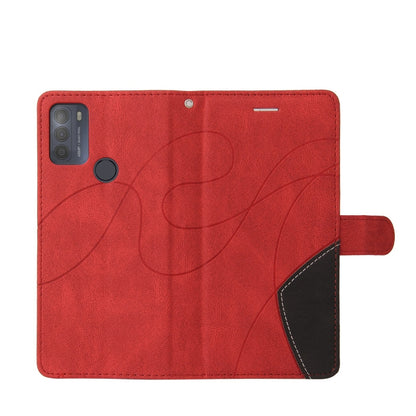 For Motorola Moto G50 Dual-color Splicing Horizontal Flip PU Leather Case with Holder & Card Slots & Wallet(Red) - Motorola Cases by buy2fix | Online Shopping UK | buy2fix