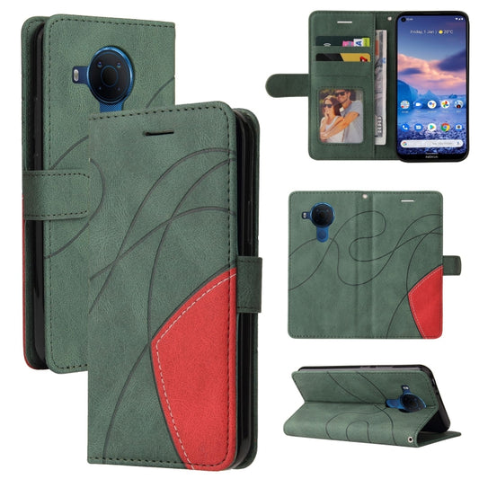 For Nokia 3.4 / 5.4 Dual-color Splicing Horizontal Flip PU Leather Case with Holder & Card Slots & Wallet(Green) by buy2fix