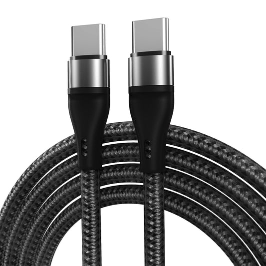 PD 60W USB-C / Type-C to USB-C / Type-C Fast Charging Nylon Braided Data Cable, Cable Length:2m(Black) - USB-C & Type-C Cable by buy2fix | Online Shopping UK | buy2fix