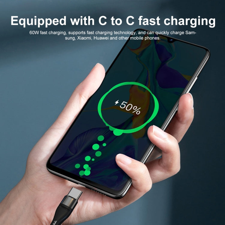 PD 60W USB-C / Type-C to USB-C / Type-C Fast Charging Nylon Braided Data Cable, Cable Length:2m(Black) - USB-C & Type-C Cable by buy2fix | Online Shopping UK | buy2fix