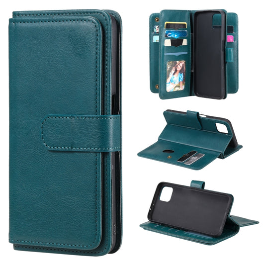 For OPPO A72 5G / A73 5G Multifunctional Magnetic Copper Buckle Horizontal Flip Solid Color Leather Case with 10 Card Slots & Wallet & Holder & Photo Frame(Dark Green) - OPPO Cases by buy2fix | Online Shopping UK | buy2fix
