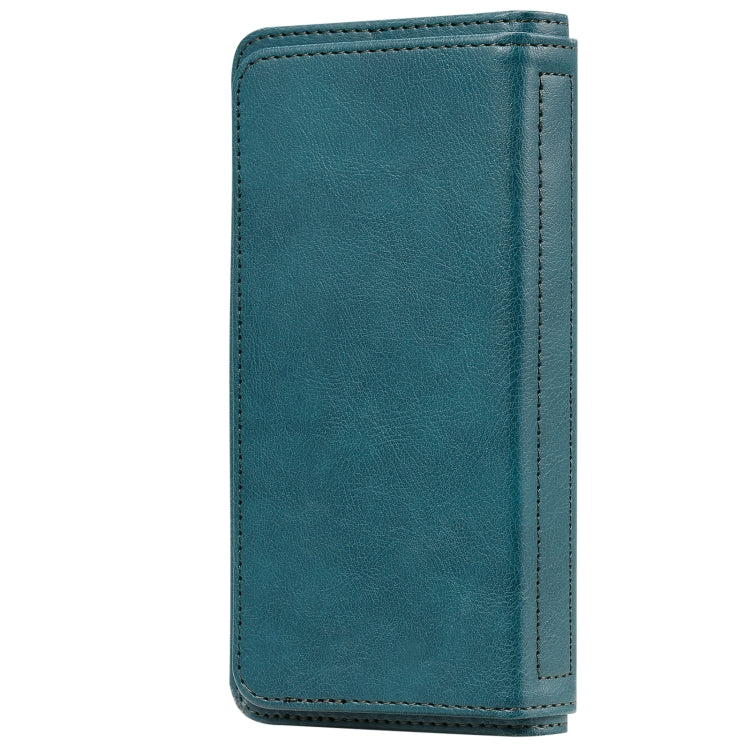 For OPPO A72 5G / A73 5G Multifunctional Magnetic Copper Buckle Horizontal Flip Solid Color Leather Case with 10 Card Slots & Wallet & Holder & Photo Frame(Dark Green) - OPPO Cases by buy2fix | Online Shopping UK | buy2fix