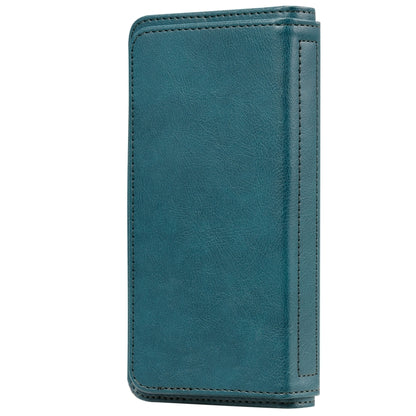 For OPPO A72 5G / A73 5G Multifunctional Magnetic Copper Buckle Horizontal Flip Solid Color Leather Case with 10 Card Slots & Wallet & Holder & Photo Frame(Dark Green) - OPPO Cases by buy2fix | Online Shopping UK | buy2fix