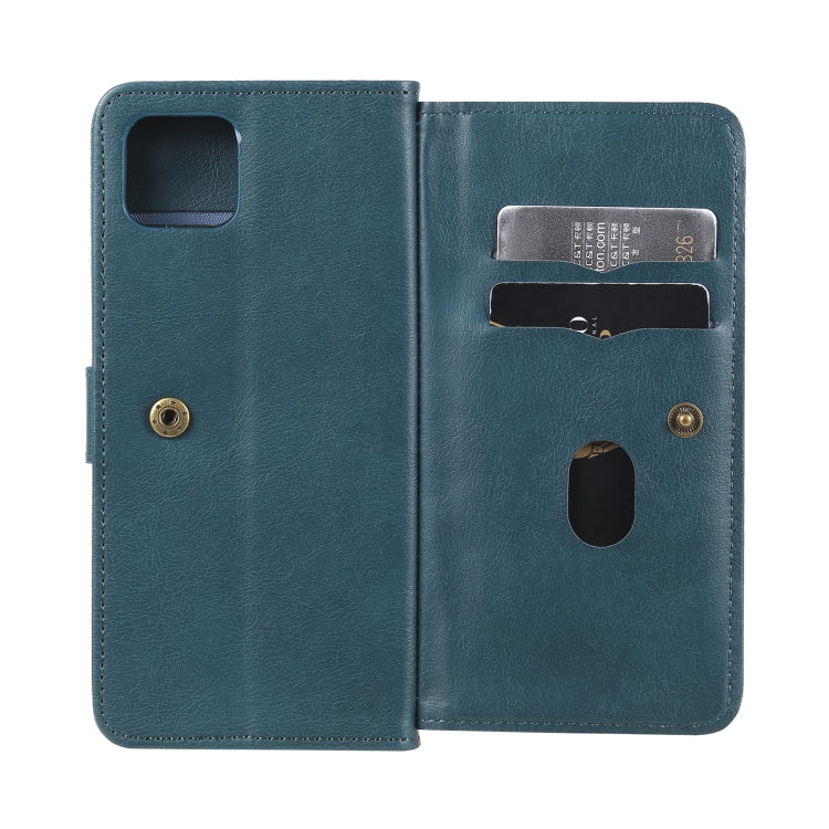 For OPPO A72 5G / A73 5G Multifunctional Magnetic Copper Buckle Horizontal Flip Solid Color Leather Case with 10 Card Slots & Wallet & Holder & Photo Frame(Dark Green) - OPPO Cases by buy2fix | Online Shopping UK | buy2fix