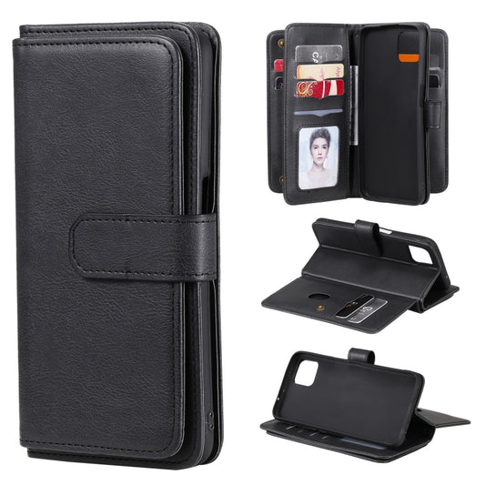 For OPPO A72 5G / A73 5G Multifunctional Magnetic Copper Buckle Horizontal Flip Solid Color Leather Case with 10 Card Slots & Wallet & Holder & Photo Frame(Black) - OPPO Cases by buy2fix | Online Shopping UK | buy2fix
