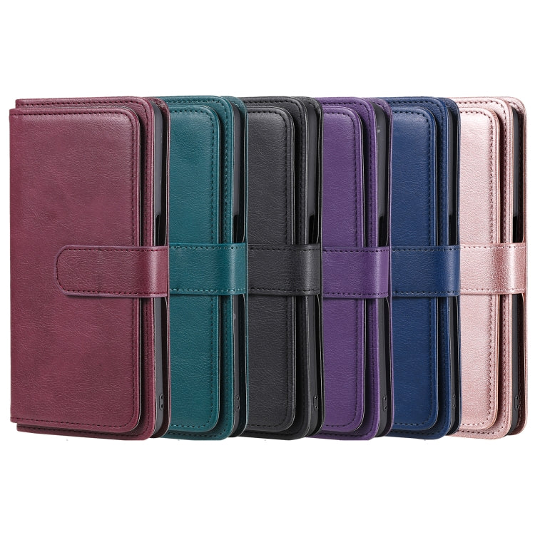 For OPPO A72 5G / A73 5G Multifunctional Magnetic Copper Buckle Horizontal Flip Solid Color Leather Case with 10 Card Slots & Wallet & Holder & Photo Frame(Dark Green) - OPPO Cases by buy2fix | Online Shopping UK | buy2fix