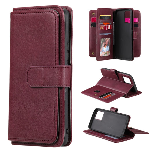 For OPPO Realme 8 Pro Multifunctional Magnetic Copper Buckle Horizontal Flip Solid Color Leather Case with 10 Card Slots & Wallet & Holder & Photo Frame(Wine Red) - Realme Cases by buy2fix | Online Shopping UK | buy2fix