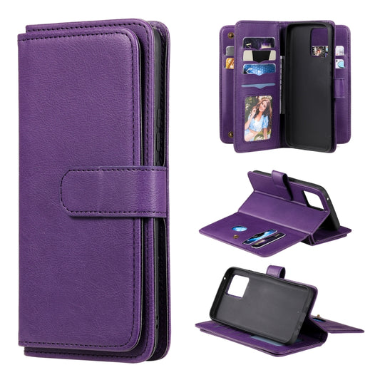 For OPPO Realme 8 Pro Multifunctional Magnetic Copper Buckle Horizontal Flip Solid Color Leather Case with 10 Card Slots & Wallet & Holder & Photo Frame(Purple) - Realme Cases by buy2fix | Online Shopping UK | buy2fix
