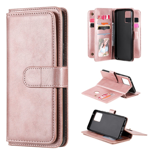 For OPPO Realme 8 Pro Multifunctional Magnetic Copper Buckle Horizontal Flip Solid Color Leather Case with 10 Card Slots & Wallet & Holder & Photo Frame(Rose Gold) - Realme Cases by buy2fix | Online Shopping UK | buy2fix