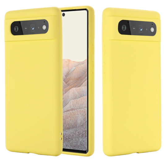 For Google Pixel 6 Pure Color Liquid Silicone Shockproof Full Coverage Case(Yellow)
