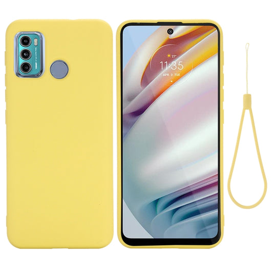 For Motorola Moto G60 Solid Color Liquid Silicone Dropproof Full Coverage Protective Case(Yellow) - Motorola Cases by buy2fix | Online Shopping UK | buy2fix