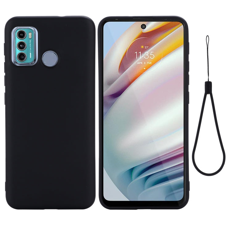 For Motorola Moto G60 Solid Color Liquid Silicone Dropproof Full Coverage Protective Case(Black) - Motorola Cases by buy2fix | Online Shopping UK | buy2fix