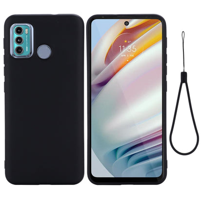 For Motorola Moto G60 Solid Color Liquid Silicone Dropproof Full Coverage Protective Case(Black) - Motorola Cases by buy2fix | Online Shopping UK | buy2fix