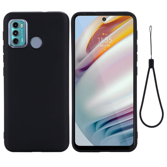 For Motorola Moto G60 Solid Color Liquid Silicone Dropproof Full Coverage Protective Case(Black) - Motorola Cases by buy2fix | Online Shopping UK | buy2fix