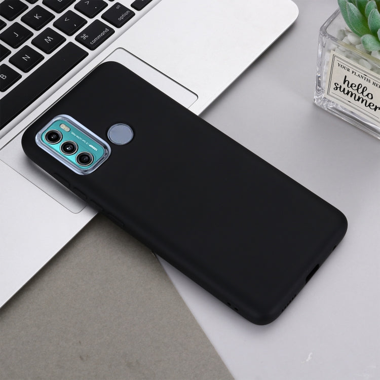 For Motorola Moto G60 Solid Color Liquid Silicone Dropproof Full Coverage Protective Case(Black) - Motorola Cases by buy2fix | Online Shopping UK | buy2fix
