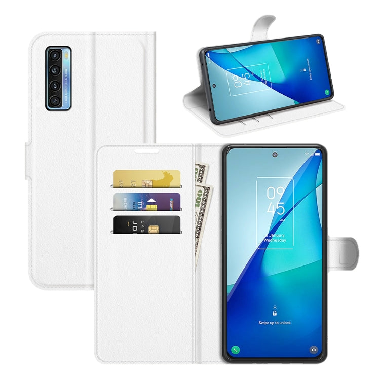 For TCL 20S / 20 5G / 20L Litchi Texture Horizontal Flip Protective Case with Holder & Card Slots & Wallet(White) - TCL by buy2fix | Online Shopping UK | buy2fix