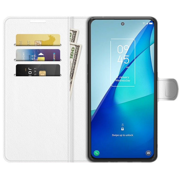 For TCL 20S / 20 5G / 20L Litchi Texture Horizontal Flip Protective Case with Holder & Card Slots & Wallet(White) - TCL by buy2fix | Online Shopping UK | buy2fix