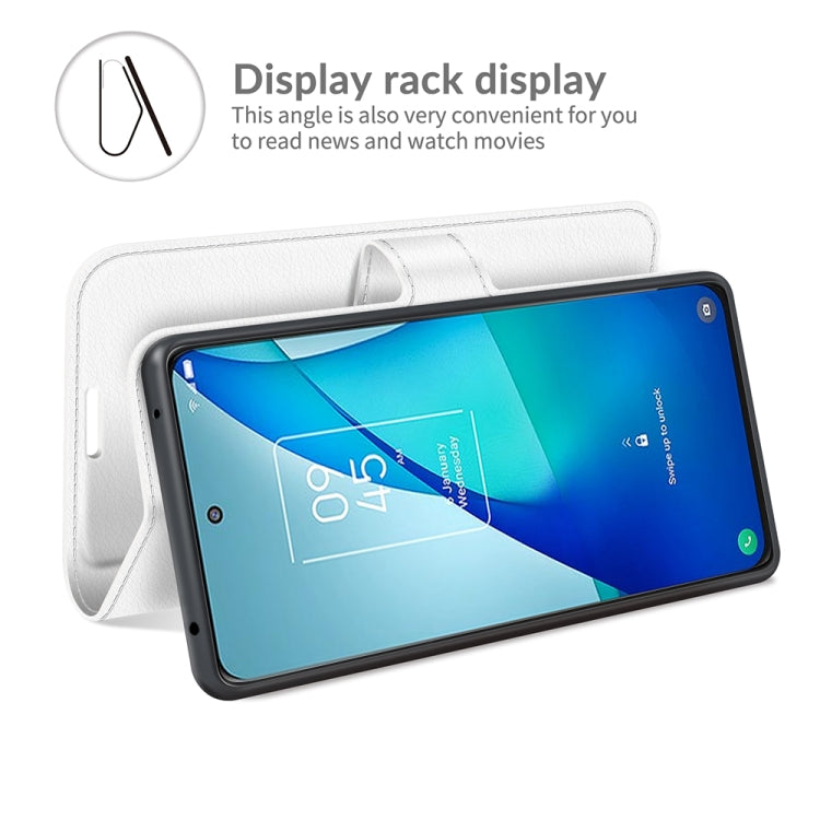 For TCL 20S / 20 5G / 20L Litchi Texture Horizontal Flip Protective Case with Holder & Card Slots & Wallet(White) - TCL by buy2fix | Online Shopping UK | buy2fix