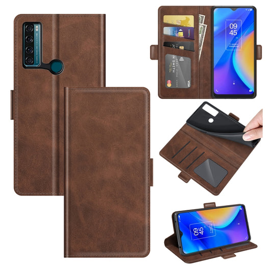 For TCL 20 SE Dual-side Magnetic Buckle Horizontal Flip Leather Case with Holder & Card Slots & Wallet(Brown) - TCL by buy2fix | Online Shopping UK | buy2fix