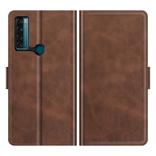 For TCL 20 SE Dual-side Magnetic Buckle Horizontal Flip Leather Case with Holder & Card Slots & Wallet(Brown) - TCL by buy2fix | Online Shopping UK | buy2fix