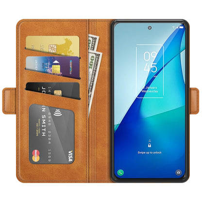 For TCL 20S / 20 5G / 20L Dual-side Magnetic Buckle Horizontal Flip Leather Case with Holder & Card Slots & Wallet(Yellow) - TCL by buy2fix | Online Shopping UK | buy2fix