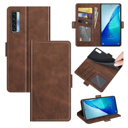 For TCL 20S / 20 5G / 20L Dual-side Magnetic Buckle Horizontal Flip Leather Case with Holder & Card Slots & Wallet(Brown) - TCL by buy2fix | Online Shopping UK | buy2fix
