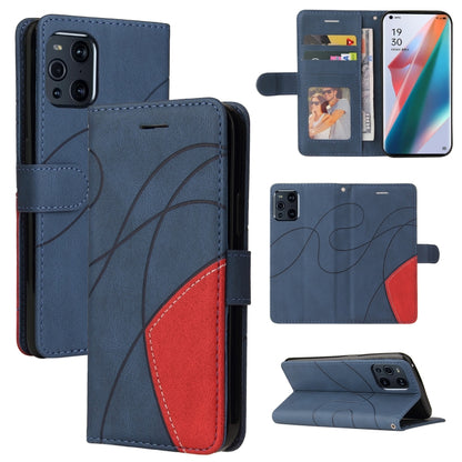 For OPPO Find X3 / Find X3 Pro Dual-color Splicing Horizontal Flip PU Leather Case with Holder & Card Slots & Wallet(Blue) by buy2fix