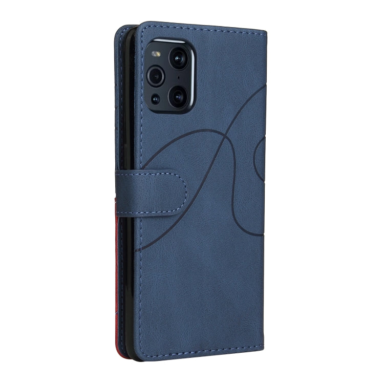 For OPPO Find X3 / Find X3 Pro Dual-color Splicing Horizontal Flip PU Leather Case with Holder & Card Slots & Wallet(Blue) by buy2fix