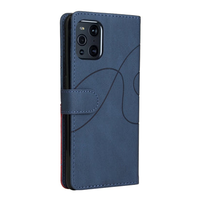 For OPPO Find X3 / Find X3 Pro Dual-color Splicing Horizontal Flip PU Leather Case with Holder & Card Slots & Wallet(Blue) by buy2fix