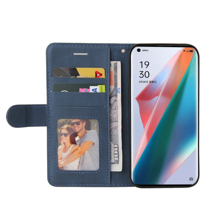 For OPPO Find X3 / Find X3 Pro Dual-color Splicing Horizontal Flip PU Leather Case with Holder & Card Slots & Wallet(Blue) by buy2fix