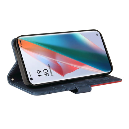 For OPPO Find X3 / Find X3 Pro Dual-color Splicing Horizontal Flip PU Leather Case with Holder & Card Slots & Wallet(Blue) by buy2fix