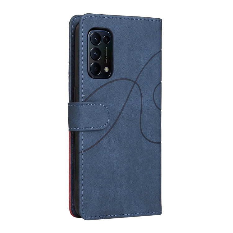 For OPPO Reno5 5G / Find X3 Lite Dual-color Splicing Horizontal Flip PU Leather Case with Holder & Card Slots & Wallet(Blue) by buy2fix