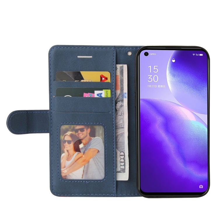 For OPPO Reno5 5G / Find X3 Lite Dual-color Splicing Horizontal Flip PU Leather Case with Holder & Card Slots & Wallet(Blue) by buy2fix