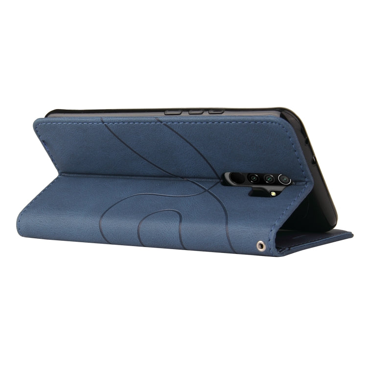 For Xiaomi Redmi 9 Dual-color Splicing Horizontal Flip PU Leather Case with Holder & Card Slots & Wallet(Blue) - Xiaomi Cases by buy2fix | Online Shopping UK | buy2fix