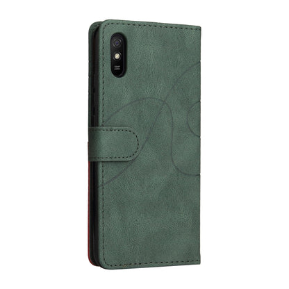 For Xiaomi Redmi 9A Dual-color Splicing Horizontal Flip PU Leather Case with Holder & Card Slots & Wallet(Green) - Xiaomi Cases by buy2fix | Online Shopping UK | buy2fix
