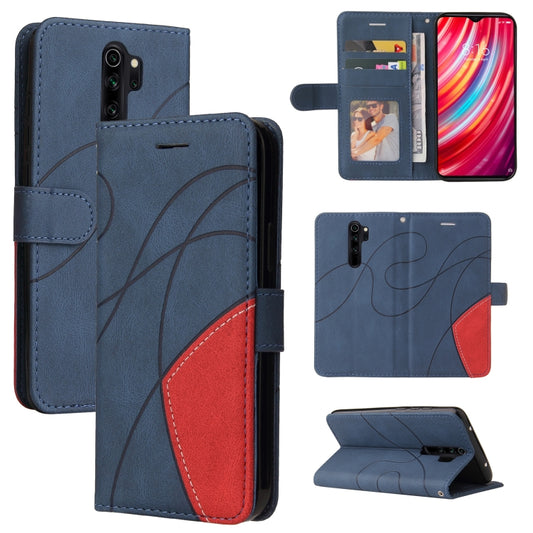 For Xiaomi Redmi Note 8 Pro Dual-color Splicing Horizontal Flip PU Leather Case with Holder & Card Slots & Wallet(Blue) - Xiaomi Cases by buy2fix | Online Shopping UK | buy2fix