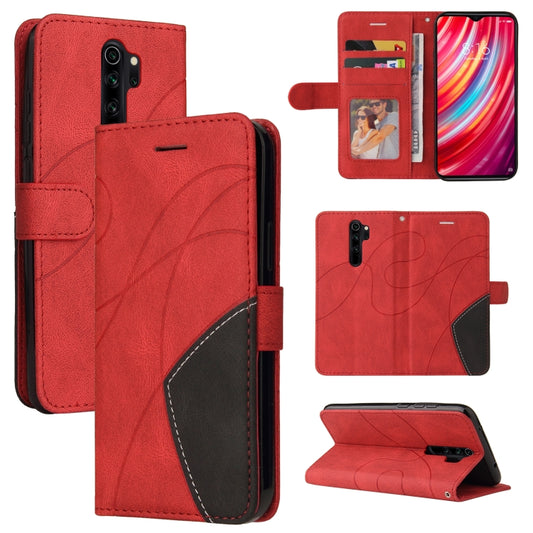 For Xiaomi Redmi Note 8 Pro Dual-color Splicing Horizontal Flip PU Leather Case with Holder & Card Slots & Wallet(Red) - Xiaomi Cases by buy2fix | Online Shopping UK | buy2fix